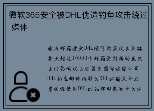 微软365安全被DHL伪造钓鱼攻击绕过 媒体